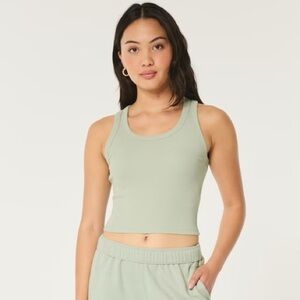hollister ribbed green scoop tank top!